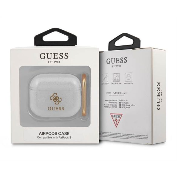 Apple Airpods 3 GUESS GUA3UCG4GT Glitter TPU Tartó - Átlátszó