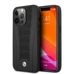 Apple iPhone 13 Pro BMW BMHCP13LRPSLK Bőr Hátlap - Fekete