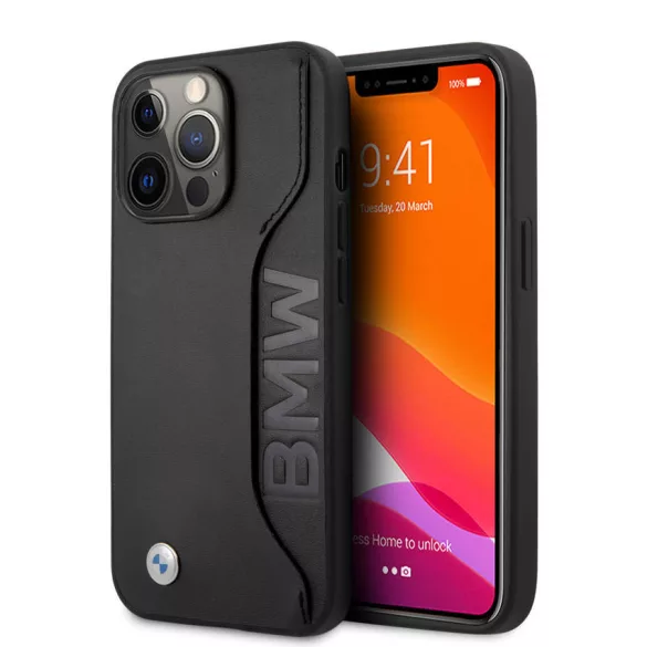Apple iPhone 13 Pro BMW BMHCP13LRCSWK Bőr Hátlap - Fekete