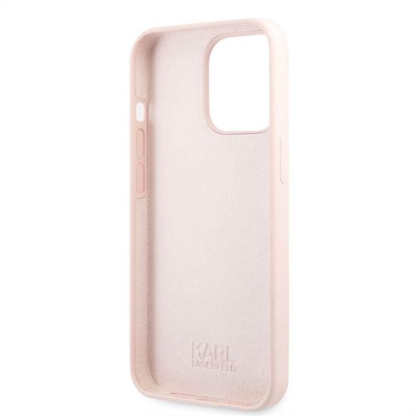 iPhone 13 Pro KARL LAGERFELD KLHCP13LSSKCI Liquid Silicon Hátlap - Rózsaszín