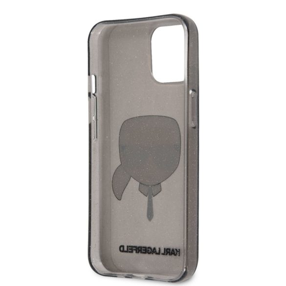 Apple iPhone 13 Mini KARL LAGERFELD KLHCP13SKHTUGLB Glitter Hátlap - Fekete