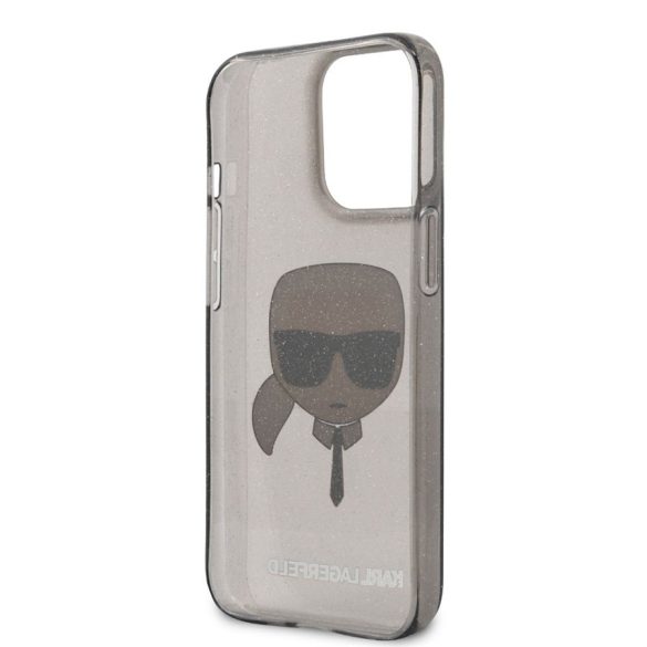 Apple iPhone 13 Pro KARL LAGERFELD KLHCP13LKHTUGLB Glitter Hátlap - Fekete