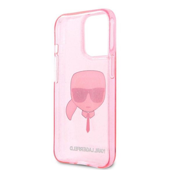 Apple iPhone 13 Pro Max KARL LAGERFELD KLHCP13XKHTUGLP Glitter Hátlap - Rózsaszín
