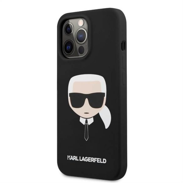 Apple iPhone 13 Pro KARL LAGERFELD KLHCP13LSLKHBK Liquid Silicon Hátlap - Fekete