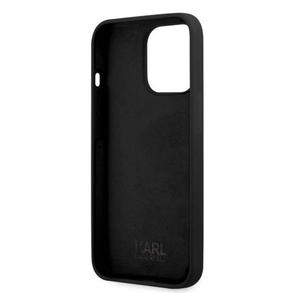 Apple iPhone 13 Pro KARL LAGERFELD KLHCP13LSLKHBK Liquid Silicon Hátlap - Fekete