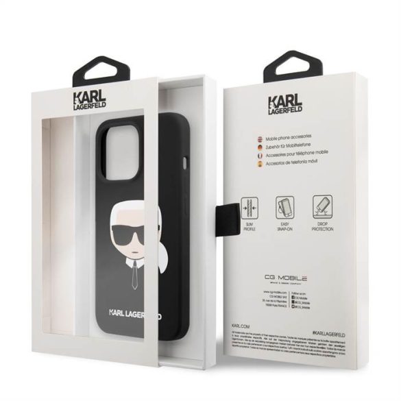 Apple iPhone 13 Pro KARL LAGERFELD KLHCP13LSLKHBK Liquid Silicon Hátlap - Fekete
