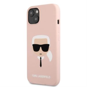 iPhone 13 KARL LAGERFELD KLHCP13MSLKHLP Liquid Silicon Hátlap - Púder Rózsaszín