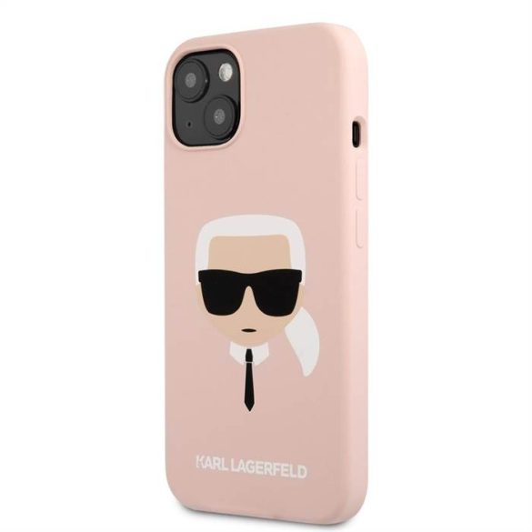iPhone 13 KARL LAGERFELD KLHCP13MSLKHLP Liquid Silicon Hátlap - Púder Rózsaszín
