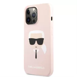   iPhone 13 Pro KARL LAGERFELD KLHCP13LSLKHPI Liquid Silicon Hátlap - Rózsaszín