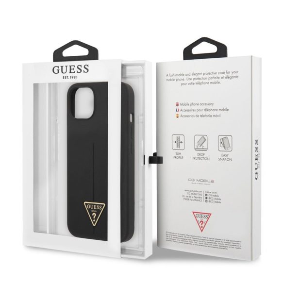 Apple iPhone 13 GUESS GUHCP13MSLTGK Liquid Silicone Hátlap - Fekete