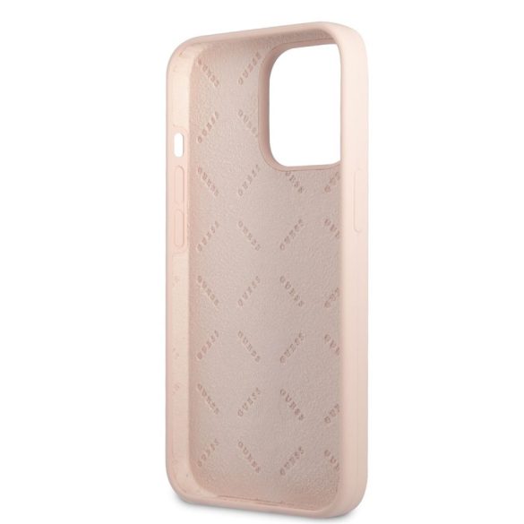 Apple iPhone 13 Pro GUESS GUHCP13LSLTGP Liquid Silicone Hátlap - Rózsaszín