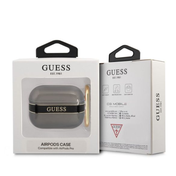 Apple Airpods Pro GUESS GUAPHHTSK TPU Tartó - Fekete