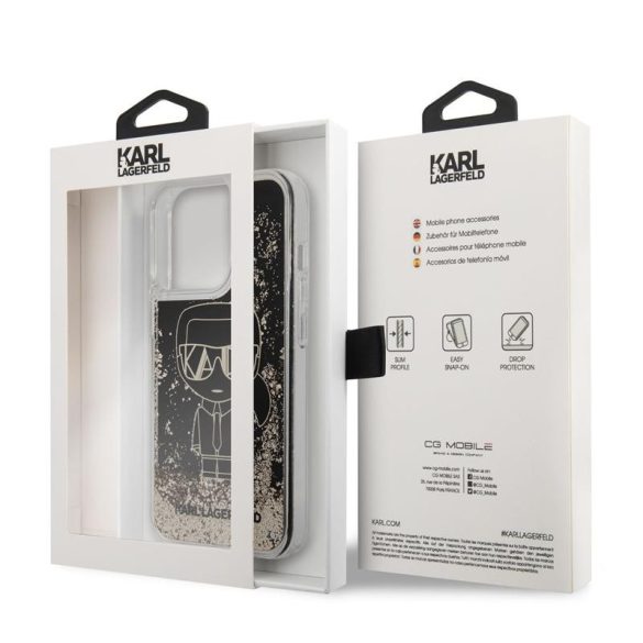Apple iPhone 13 Pro KARL LAGERFELD KLHCP13LLGGKBK Liquid TPU Hátlap - Fekete