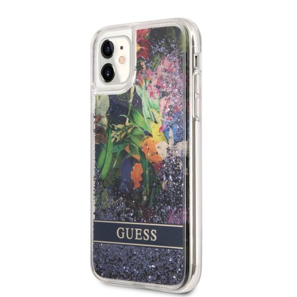 Apple iPhone 11 GUESS GUHCN61LFLSB Liquid Glitter TPU Hátlap - Kék