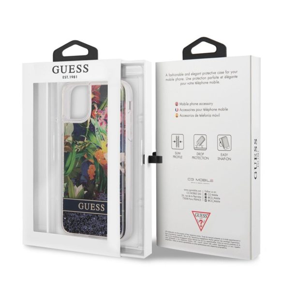 Apple iPhone 11 GUESS GUHCN61LFLSB Liquid Glitter TPU Hátlap - Kék