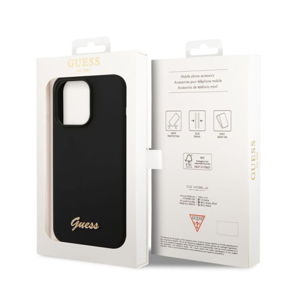 Apple iPhone 14 Pro Max GUESS GUHCP14XSLSMK Liquid Silicone Hátlap - Fekete tok