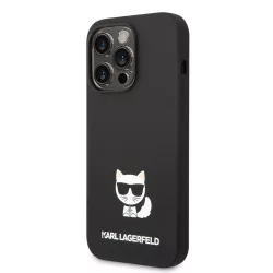   Apple iPhone 14 Pro Max KARL LAGERFELD KLHCP14XSLCTBK Liquid Silicon Hátlap - Fekete