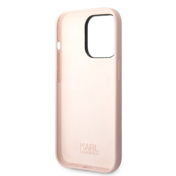Apple iPhone 14 Pro KARL LAGERFELD KLHCP14LSLCTPI Liquid Silicon Hátlap - Rózsaszín