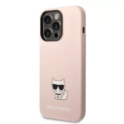   Apple iPhone 14 Pro Max KARL LAGERFELD KLHCP14XSLCTPI Liquid Silicon Hátlap - Rózsaszín