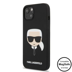 Apple iPhone 14 KARL LAGERFELD  KLHMP14SSLKHBK Liquid Silicon MagSafe Hátlap - Fekete