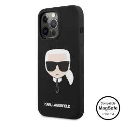   Apple iPhone 14 Pro KARL LAGERFELD  KLHMP14LSLKHBK Liquid Silicon MagSafe Hátlap - Fekete
