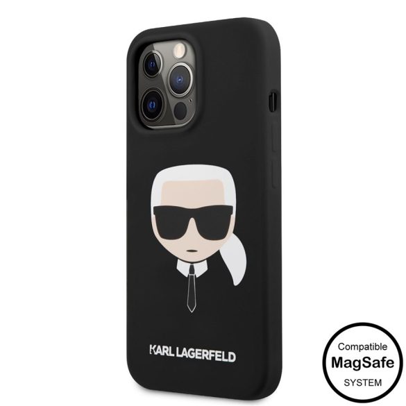 Apple iPhone 14 Pro KARL LAGERFELD  KLHMP14LSLKHBK Liquid Silicon MagSafe Hátlap - Fekete