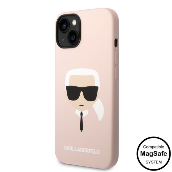 Apple iPhone 14 KARL LAGERFELD  KLHMP14SSLKHLP Liquid Silicon MagSafe Hátlap - Rózsaszín