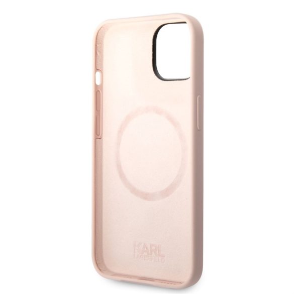 Apple iPhone 14 KARL LAGERFELD  KLHMP14SSLKHLP Liquid Silicon MagSafe Hátlap - Rózsaszín