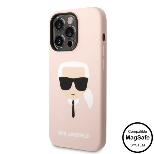 Apple iPhone 14 Pro KARL LAGERFELD  KLHMP14LSLKHLP Liquid Silicon MagSafe Hátlap - Rózsaszín