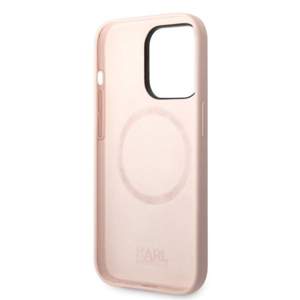 Apple iPhone 14 Pro KARL LAGERFELD  KLHMP14LSLKHLP Liquid Silicon MagSafe Hátlap - Rózsaszín