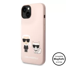   Apple iPhone 14 KARL LAGERFELD  KLHMP14SSSKCI Liquid Silicon MagSafe Hátlap - Rózsaszín
