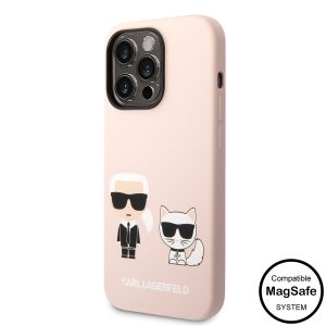 Apple iPhone 14 Pro KARL LAGERFELD  KLHMP14LSSKCI Liquid Silicon MagSafe Hátlap - Rózsaszín