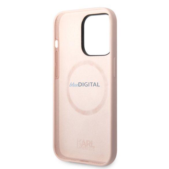 Apple iPhone 14 Pro KARL LAGERFELD  KLHMP14LSSKCI Liquid Silicon MagSafe Hátlap - Rózsaszín