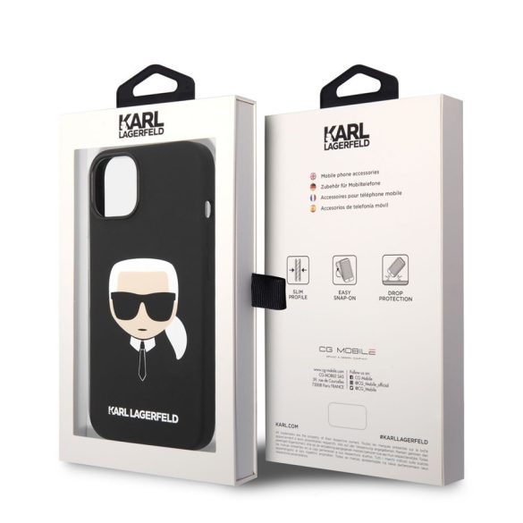 Apple iPhone 14 KARL LAGERFELD KLHCP14SSLKHBK Liquid Silicon Hátlap - Fekete