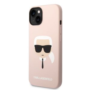 Apple iPhone 14 KARL LAGERFELD KLHCP14SSLKHLP Liquid Silicon Hátlap - Rózsaszín