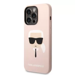   Apple iPhone 14 Pro KARL LAGERFELD KLHCP14LSLKHLP Liquid Silicon Hátlap - Rózsaszín