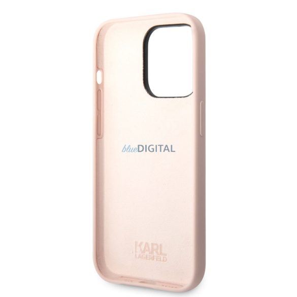 Apple iPhone 14 Pro KARL LAGERFELD KLHCP14LSLKHLP Liquid Silicon Hátlap - Rózsaszín