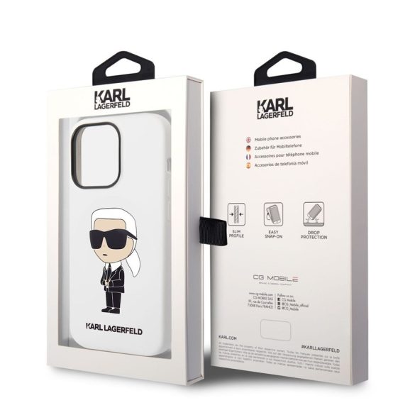 Apple iPhone 14 Pro KARL LAGERFELD KLHCP14LSNIKBCH Liquid Hátlap - Fehér