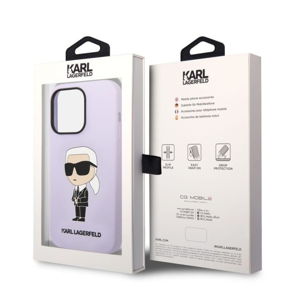 Apple iPhone 14 Pro KARL LAGERFELD KLHCP14LSNIKBCU Liquid Hátlap - Lila