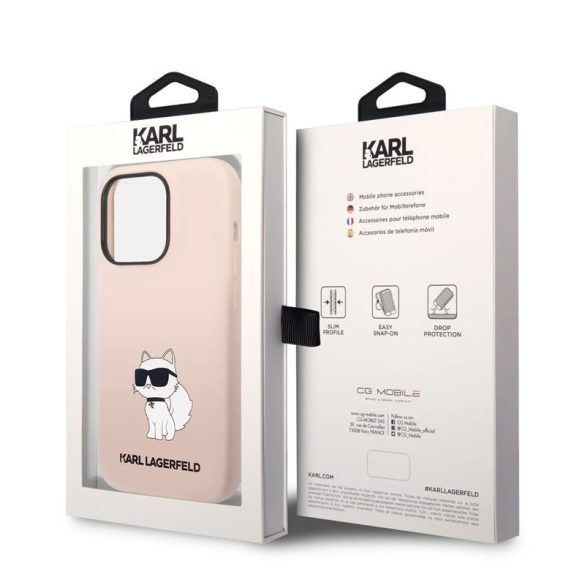 Apple iPhone 14 Pro Max KARL LAGERFELD KLHCP14XSNCHBCP Liquid Hátlap - Rózsaszín