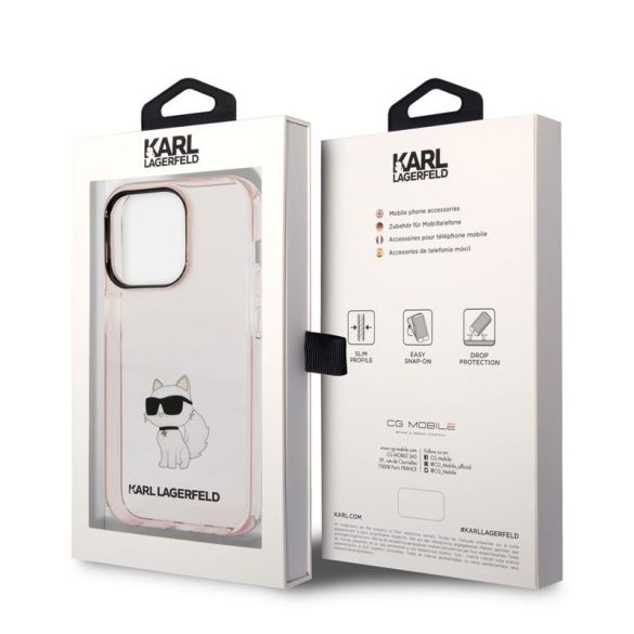 Apple iPhone 14 Pro Max KARL LAGERFELD KLHCP14XHNCHTCP TPU Hátlap - Rózsaszín