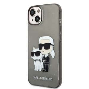 Apple iPhone 14 KARL LAGERFELD KLHCP14SHNKCTGK Glitter Hátlap - Fekete