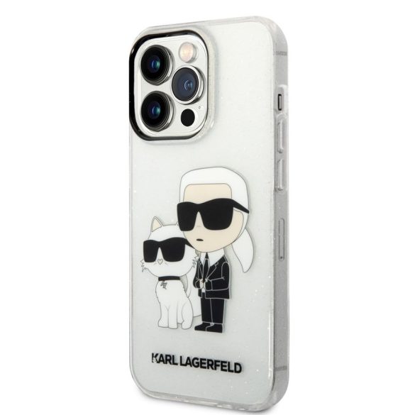 Apple iPhone 14 Pro KARL LAGERFELD KLHCP14LHNKCTGT Glitter Hátlap - Átlátszó