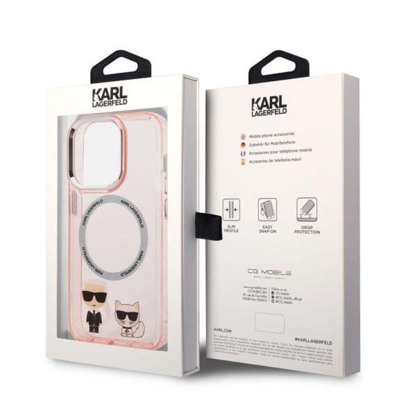 Apple iPhone 14 Pro Max KARL LAGERFELD KLHMP14XHKCP Magsafe TPU Hátlap - Rózsaszín