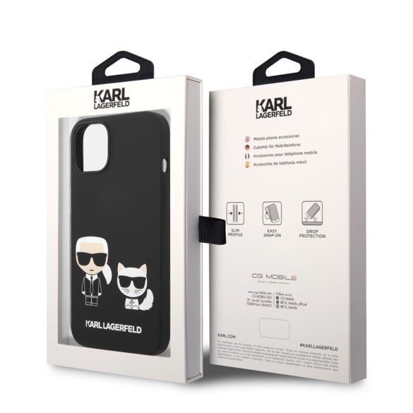 Apple iPhone 14 KARL LAGERFELD  KLHMP14SSSKCK Liquid Silicon MagSafe Hátlap - Fekete