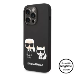   Apple iPhone 14 Pro KARL LAGERFELD  KLHMP14LSSKCK Liquid Silicon MagSafe Hátlap - Fekete