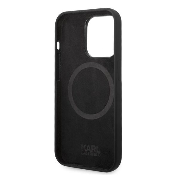 Apple iPhone 14 Pro Max KARL LAGERFELD  KLHMP14XSSKCK Liquid Silicon MagSafe Hátlap - Fekete