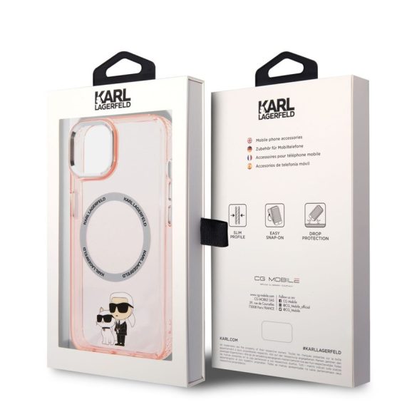 Apple iPhone 14 KARL LAGERFELD KLHMP14SHNKCIP MagSafe TPU Hátlap - Rózsaszín