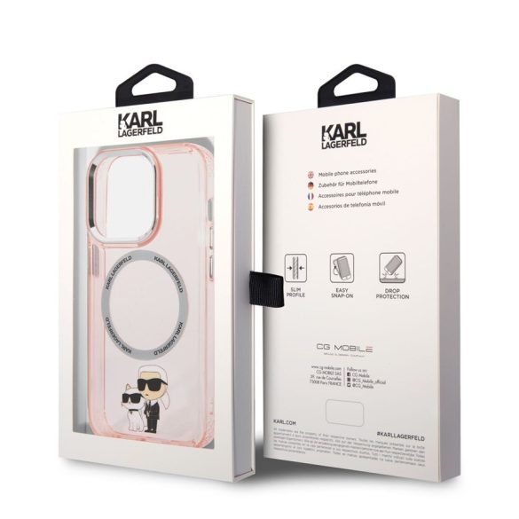 Apple iPhone 14 Pro KARL LAGERFELD KLHMP14LHNKCIP MagSafe TPU Hátlap - Rózsaszín