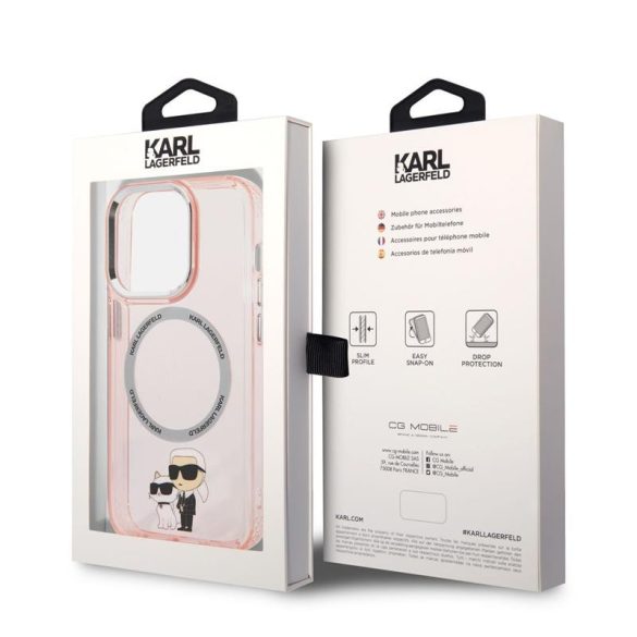 Apple iPhone 14 Pro Max KARL LAGERFELD KLHMP14XHNKCIP MagSafe TPU Hátlap - Rózsaszín